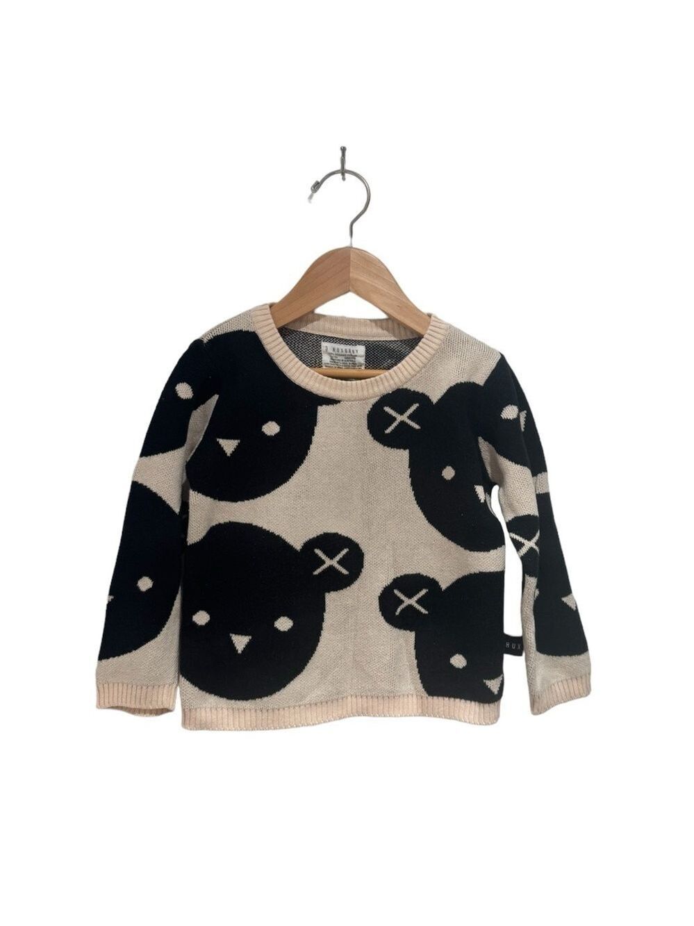 HUXBABY black & cream (slight pink) knit sweater - size 3